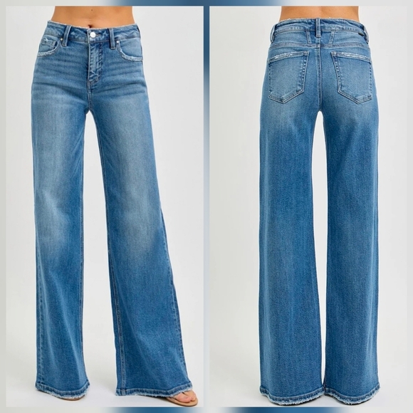 Risen Jeans Denim - NWT! RISEN HIGH RISE TUMMY CONTROL WIDE LEG JEANS, 12/13 (31)